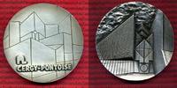 Frankreich France Moderne Großmedaille Bronze Versilbert Frankreich Cergy Pontoise Medaille mit Box Randstempel 980 Br Flor Bild