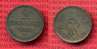 Hannover Altdeutschland 2 Pfennige Hannover 2 Pfennige 1863 B Scheidemünze