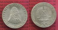 DDR, GDR Eastern Germany 20 Mark Silbermünze Commemorative DDR 20 Mark Gottfried Wilhelm Leibniz 250. Todestag