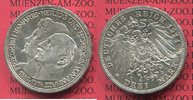 Anhalt, German Empire 3 Mark Silber Anhalt 3 Mark 1914, Silberhochzeit des Herzogspaares, J. 25