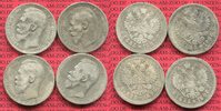 Russland Russia Lot 4 x 1 Rubel Silber Russland Rubel 1896-1899 Nikolaus II Silber Lot vier Münzen
