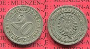 Kaiserreich, German Empire 20 Pfennig 20 Pfennig Cu/Ni, 1887 E J. 6, sehr schön , kleiner Adler Circulation Coin