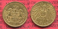 Hamburg, German Empire Free City of 20 Mark Goldmünze Stadtwappen Gold