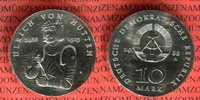 DDR 10 Mark Silbergedenkmünze Gedenkmünze 500. Geburtstag Ulrich von Hutten