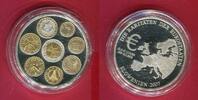 Slowenien Gedenkprägung Medaille Die ersten Euro-Münzen v. Slowenien 2007, vergoldete/verkupferte Applikationen -