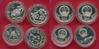 China PRC 1 x 20 Yuan und 3 x 30 Yuan Silbermünzen 1980 Olympische Spiele - Reiter, Fußballspieler, 