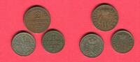 Schaumburg Lippe 2 x 1 und 1 x 2 Pfennig Lot Hübsches Kleinmünzen-Lot - Drei Münzen -