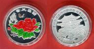 Nordkorea 10 Won Aluminium Münze mit Farbapplikation Chinese Peony - Chinesische Pfingstrose - Blume - Flower -