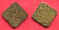Gent Notgeld WWI 2 Franken Deutsche Besetzung I. Weltkrieg Stadt Ghent Eisen Bronze Kupfer Galvanisiert -
