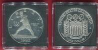 USA 1 Dollar Silbermünze Olympische Spiele 1992 Barcelona - Baseball Polierte Platte in Viereck-Kapsel