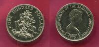 Bahamas Bahama Islands 100 Dollars Gold 1973 Elizabeth II. Independence with Hallmark polierte Platt