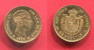 Spanien Spain 10 Pesetas Gold 1878 1961 in Sternen Alfonso XII.Official Restrike Rare Keydate vz-Prf