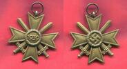 Germany, Third Reich Deutschland Kreuz Abzeichen Orden Bronziert Kriegsverdienstkreuz 2. Klasse für Kämpfer -
