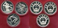 China 3 x 10 Yuan Silbermünze Olympische Sommerspiele 1992 Barcelona - Hochsprung Tischtennis Radrennen -