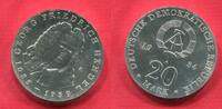 DDR, GDR Eastern Germany 20 Mark Silbergedenkmünze 1984 225. Todestag von Georg Friedrich Händel prägefrisch f. Stgl.