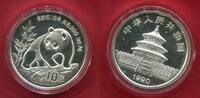 China Peoples Republic PRC 10 Yuan Silbermünze 1990 Panda (1 oz) Bankfrisch Stempelglanz in Kapsel