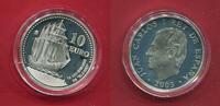 Spanien 10 Euro Silber 2003 Schiffsmotiv 75. Jahrestag vom Schiff Elcano Polierte Platte in Kapsel
