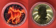 Kanada 5 Dollar Silbermünze mit Farbapplikation 2017 Maple Leaf Farbmünze - Brennendes Pferd - Burni