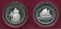 Island Iceland 500 Kronur Silber .925 1986 100th Anniversary of Banknotes in Iceland Ship Schiffsmot