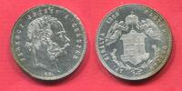 Österreich Ungarn 1 Forint Silber 1869 KB Franz Joseph I.  Kremnitz Schriftrand Lettered edge vz lei