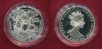 Falkland Inseln Islands 5 Pfund Pounds Silber 1992 400th Anniversary of the Discovery of the Falkland Islands Erste Sichtung Polierte Platte in K...