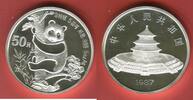 China Volksrepublik PRC 50 Yuan - 5 Unzen Silber 1987 Chinese Panda Polierte Platte (minimale Haarli