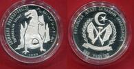 Westsahara 500 Pesetas Silber Prähistorische Tiere - Tarbosaurus Dinosaurier -