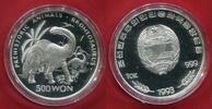 Nordkorea Nortth Korea 500 Won Silber 1 Unze Ounce Prähistorische Tiere - Brontosaurus 1 oz Glatter Rand Plain Edge -