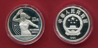 China 10 Yuan Silber Olympische Spiele 1992 - Tischtennis -