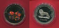Kongo 5 Francs Cu-Ni Roter Schmetterling - Wildlife Protection (m. Farbapplikation & Hologramm) -