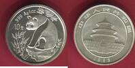 China Volksrepublik PRC 10 Yuan Silbermünze 1993 Panda 1 Unze Silber Stempelglanz mit Patina