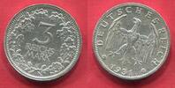Weimarer Republik Deutsches Reich 3 Mark 1931 E Kursmünze Circulation Coin Oak Leaf Most were melted
