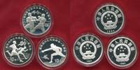 China Peoples Republic PRC 3 x 10 Yuan Silber 1993 1994 Century of Olympics Fechten, Laufen, Boxen P