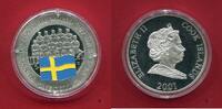 Cook-Inseln 1 Dollar Silber Vize-Fußballweltmeister Schweden (m. Farbapplikation) -