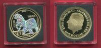Ascension Island 1 Dollar Silber Golden Holographic Edition - Bull & Bear (1 oz, vergoldet, Hologramm) -