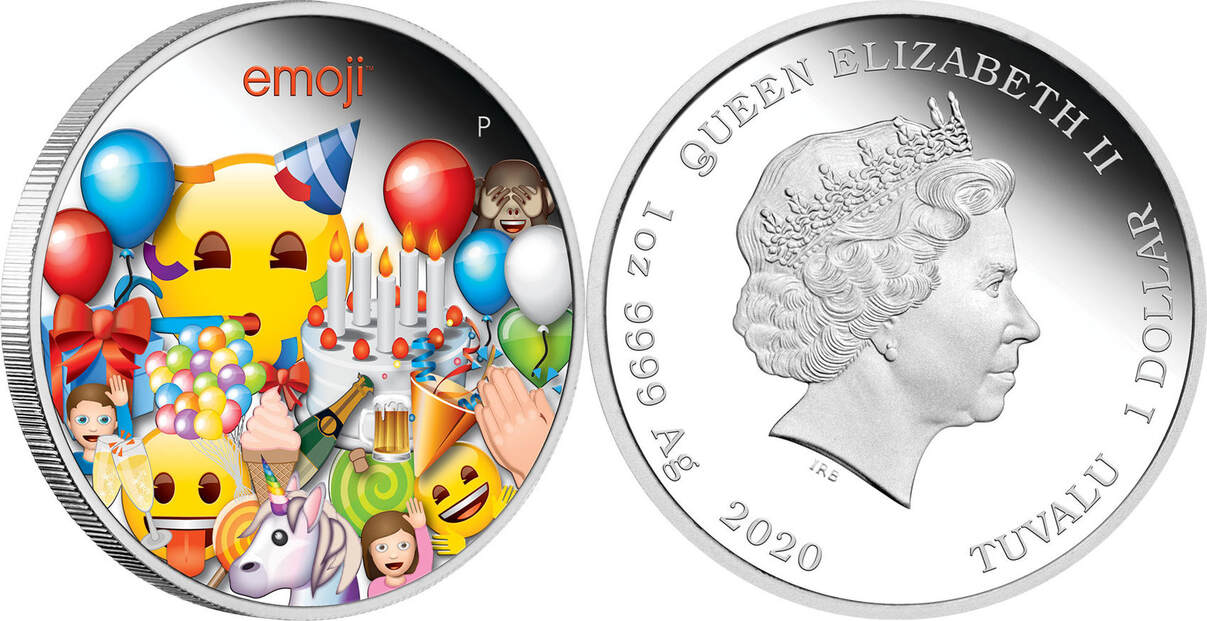 1 Dollar Emoji Emoticons 1 Oz Silver Coin 1 Tuvalu 2020 Pp Ma Shops