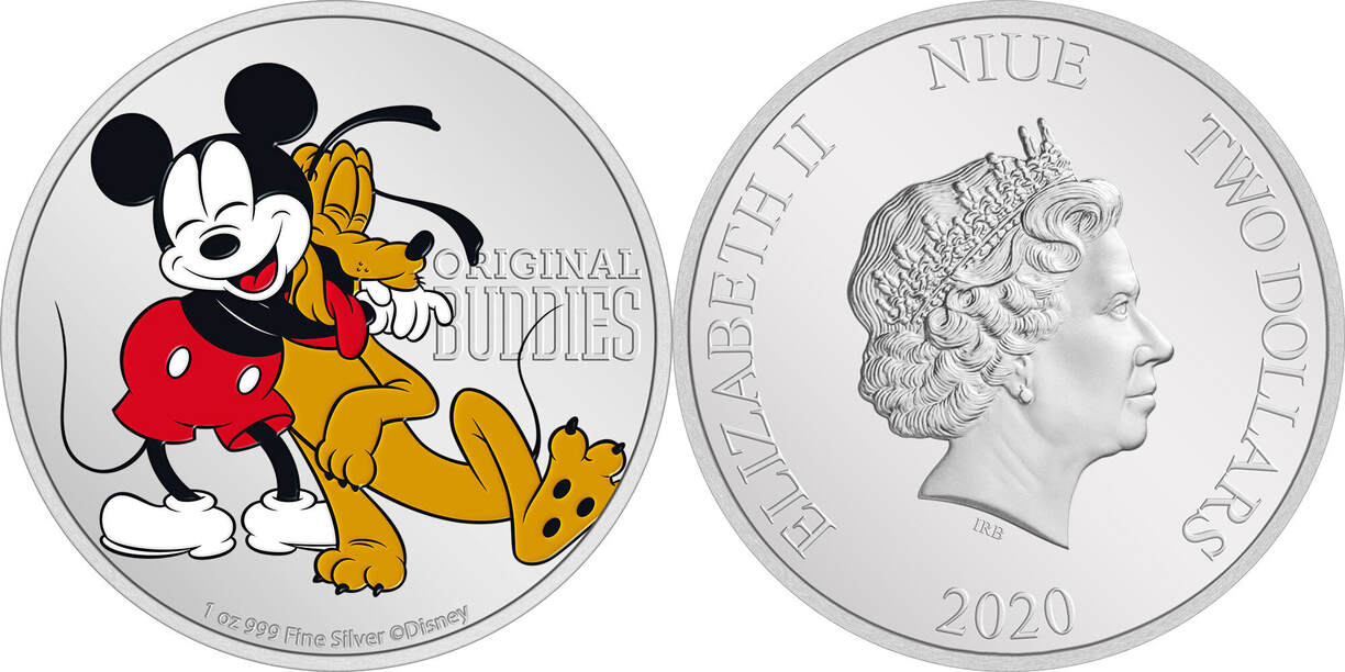 2 Dollars PLUTO 90th Anniversary Disney 1 Oz Silver Coin 2 Niue 2020