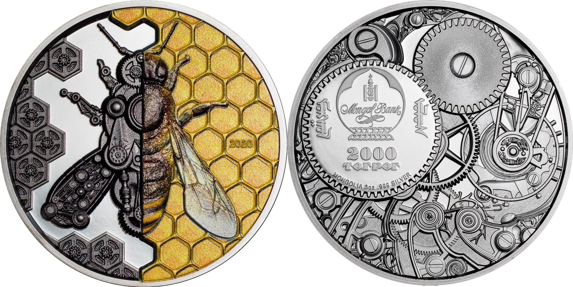 2000 Togorog MECHANICAL BEE Clockwork Evolution 3 Oz Silver Coin 2000 ...