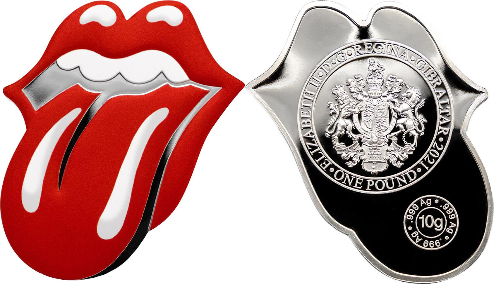 Rolling Stones Tongue And Lips Silver Coin 1 Pound Gibraltar 2021 Pp Ma Shops