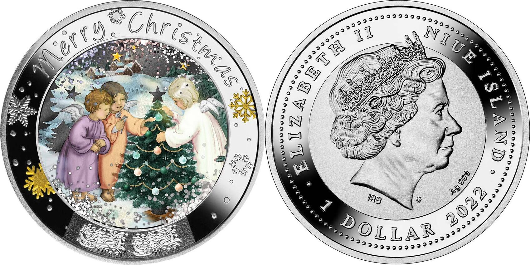 1 Dollar MERRY CHRISTMAS Silver Coin 1 Niue 2022 PP