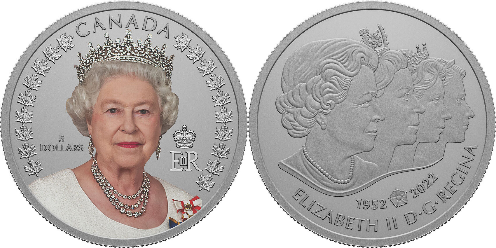 5 Dollars PORTRAIT OF QUEEN ELIZABETH II Silver Coin 5$ Canada 2022 PP ...