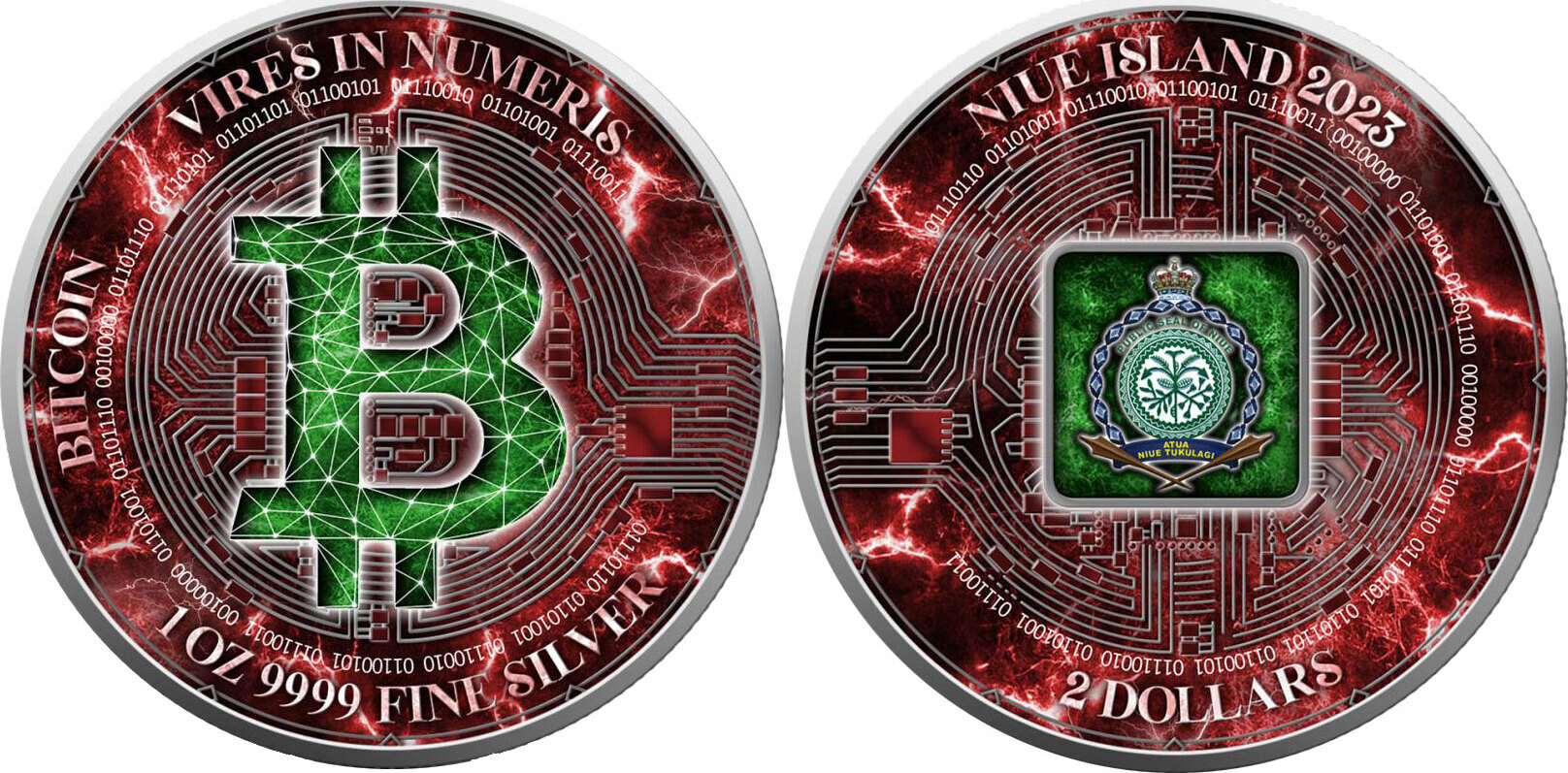 2 Dollars BITCOIN ENERGY 1 Oz Silver Coin 2$ Niue 2023 BU-Brilliant unz |  MA-Shops