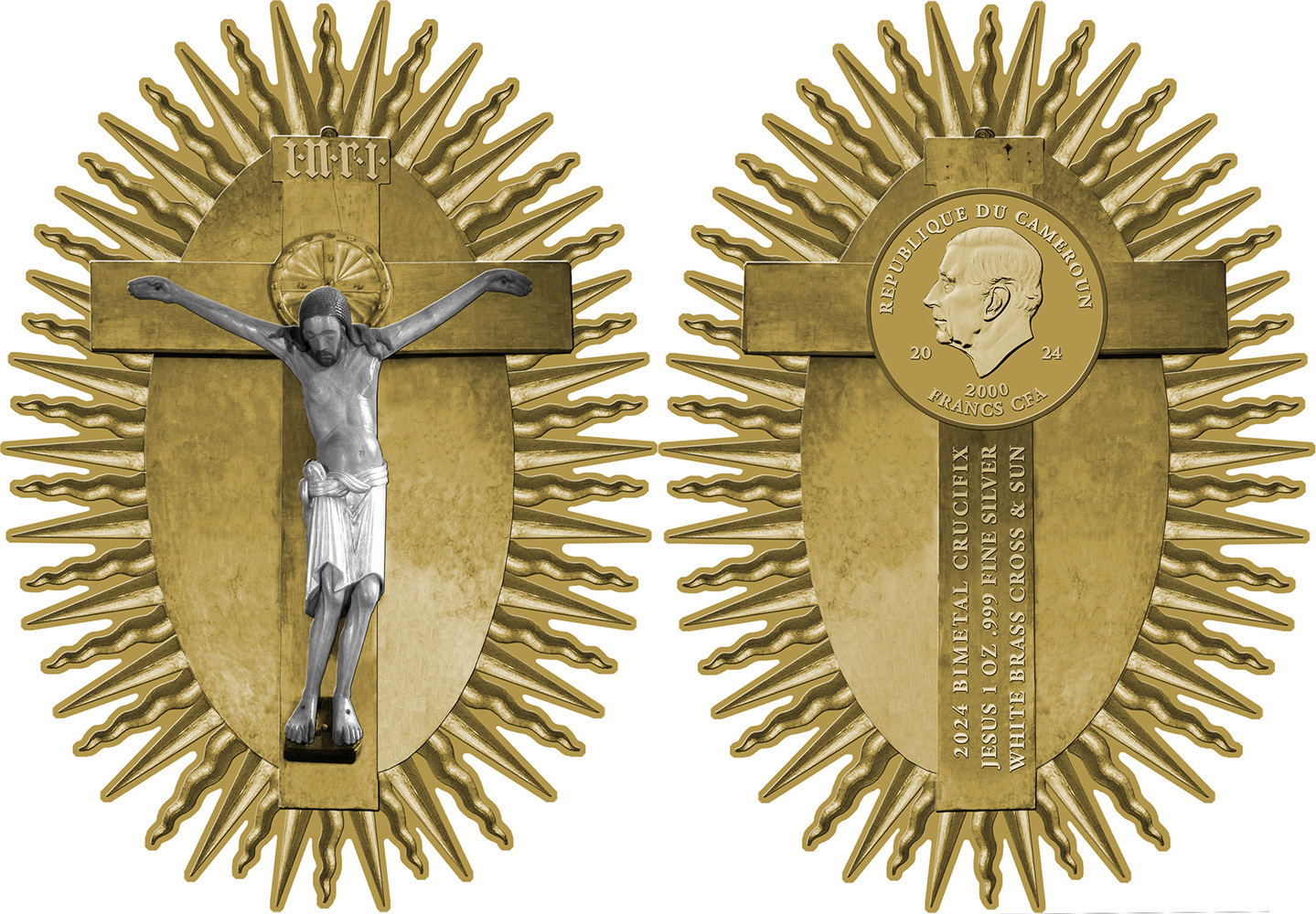 GERO CRUCIFIX Cologne Cathedral 1 Oz Silver Coin 2000 Francs Cameroon ...