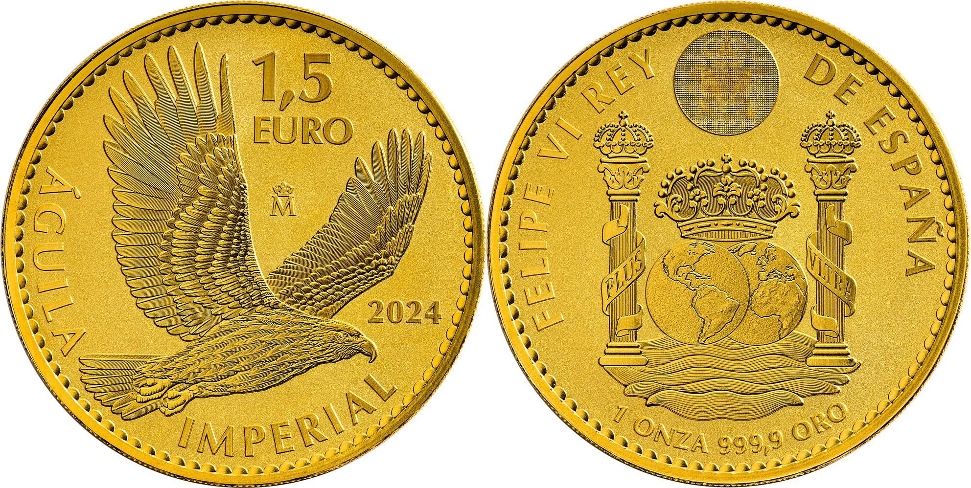 1.5 Euro IMPERIAL EAGLE 1 Oz Gold Coin 1.5€ Euro Spain 2024 PP | MA-Shops