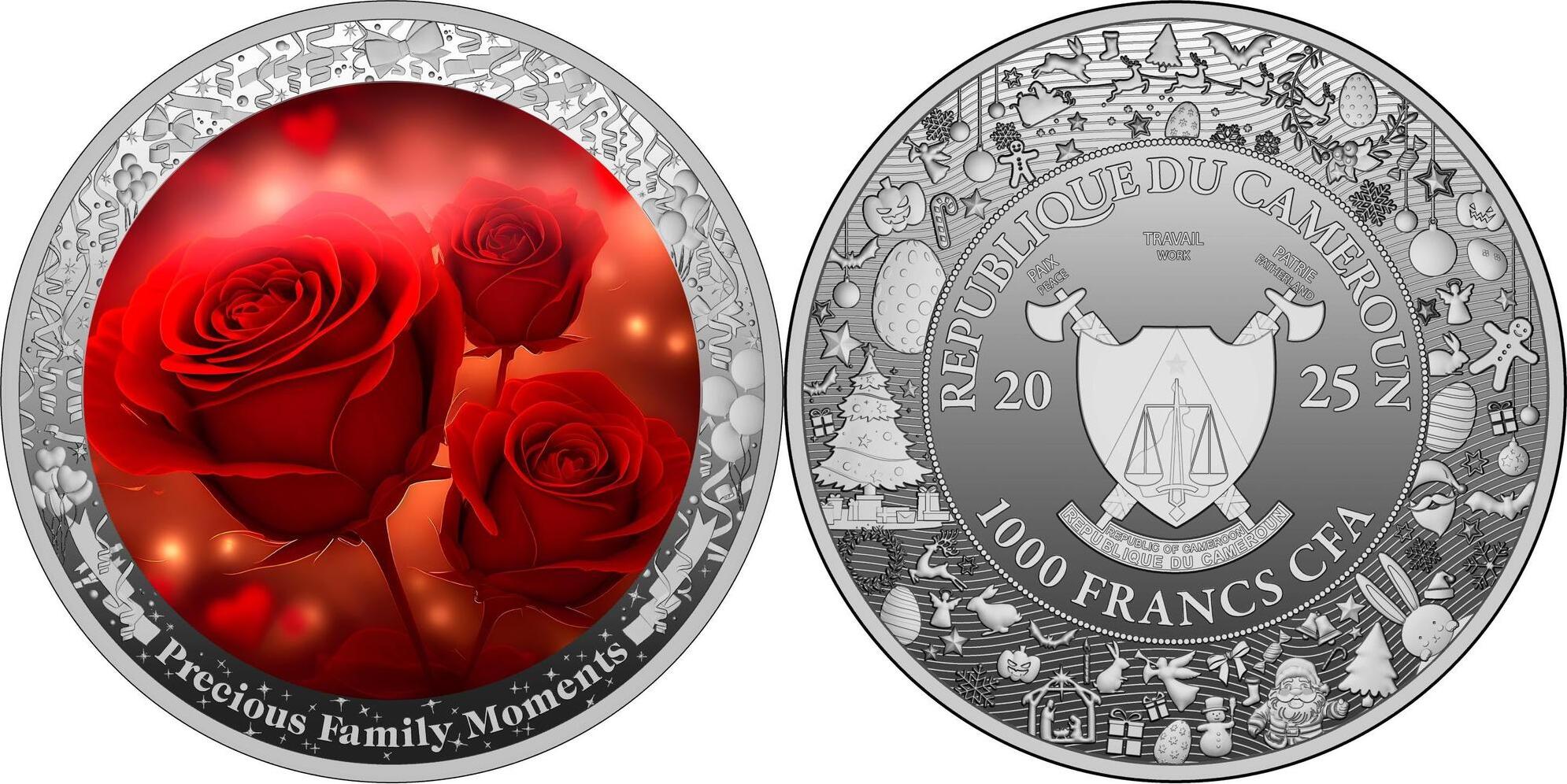 ROSE Precious Family Moments 1 Oz Silver Coin 1000 Francs Cameroon 2025 ...