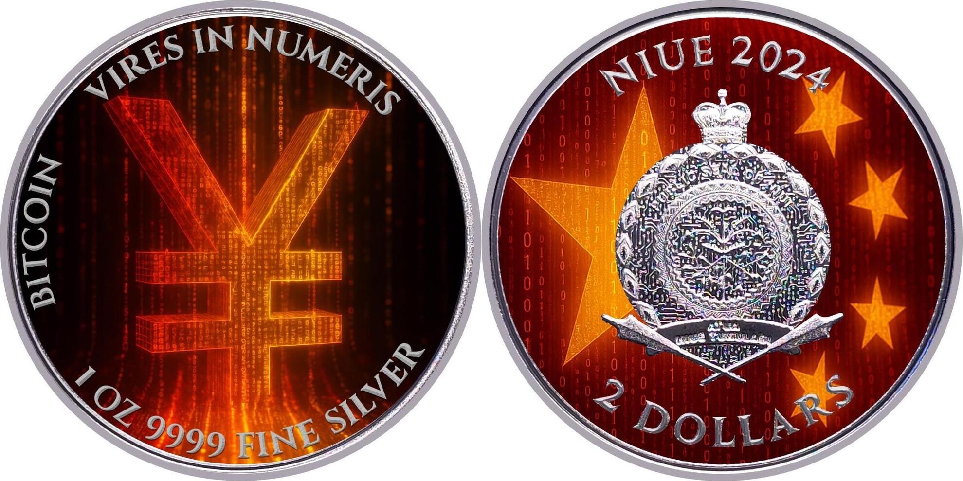 2 Dollars E-CNY Digital Yuan 1 Oz Silver Coin 2$ Niue 2024 BU - Brilliant  Uncirculated | MA-Shops