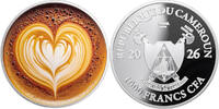 Cameroon 1000 Francs CAPPUCCINO HEART Food and Drinks 1 Oz Silver Coin 1000 Francs Cameroon 2026 -