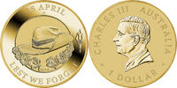 Australia 1 Dollar ANZAC DAY 25 April Base Metal 1$ Australia 2026 -