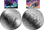 Liberia 12 Dollars AMERICAN BISON Cyberpunk 1/1000 Oz Platinum Coin 12$ Liberia 2026 -