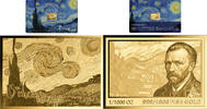 STARRY NIGHT Vincent Van Gogh 1/1000 Oz Gold Medal -
